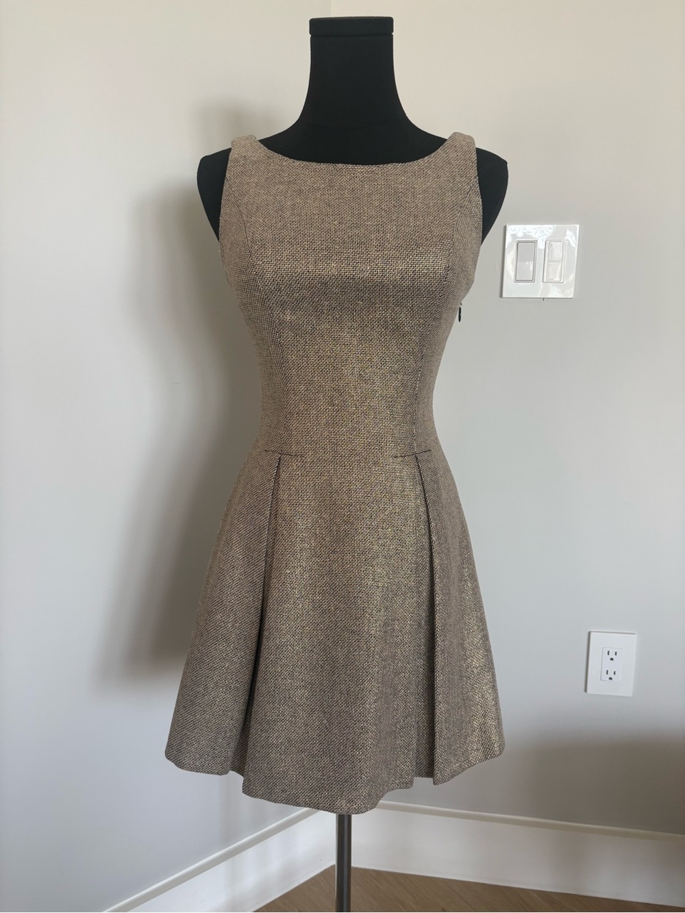 bebe Taupe Tweed Fit-and-Flare Dress